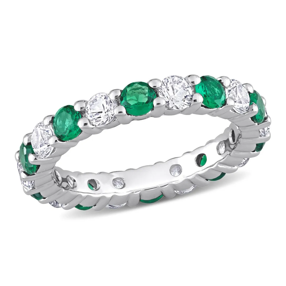 Miadora Created Emerald and Created White Sapphire Stackable Full-Eternity Band Ring in Sterling Silver sold by Zulily product image thumbnail 2