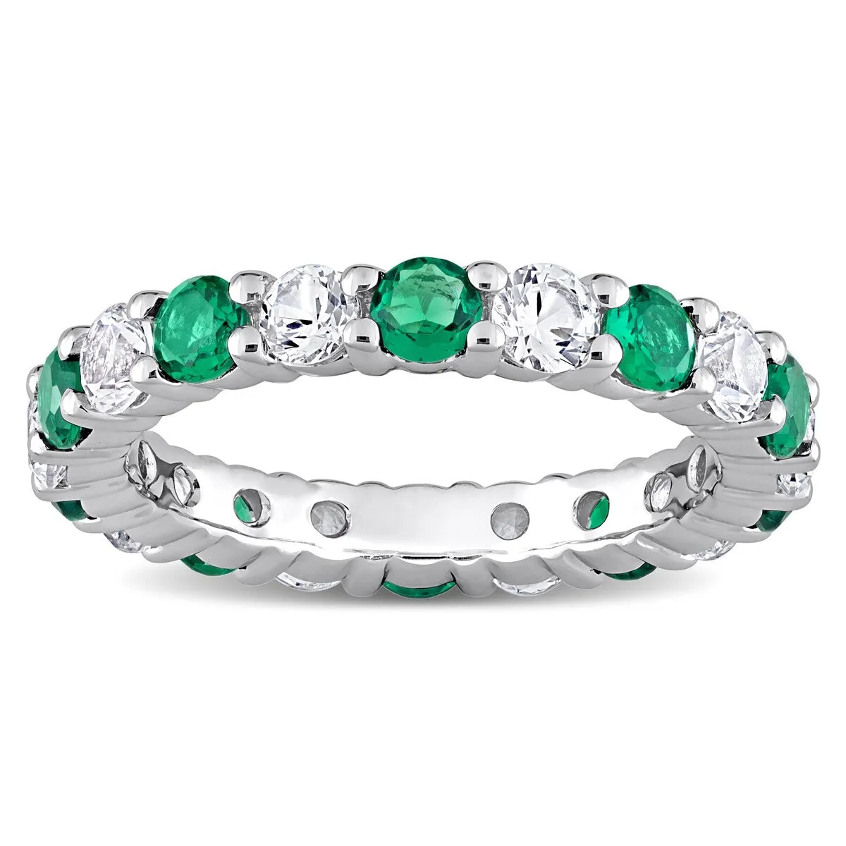 Miadora Created Emerald and Created White Sapphire Stackable Full-Eternity Band Ring in Sterling Silver sold by Zulily product image thumbnail 3
