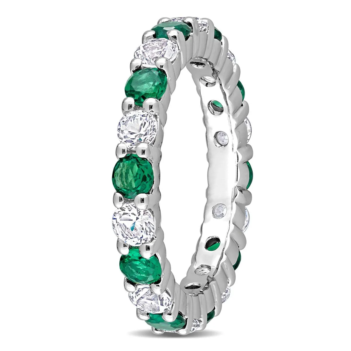 Miadora Created Emerald and Created White Sapphire Stackable Full-Eternity Band Ring in Sterling Silver sold by Zulily product image thumbnail 4