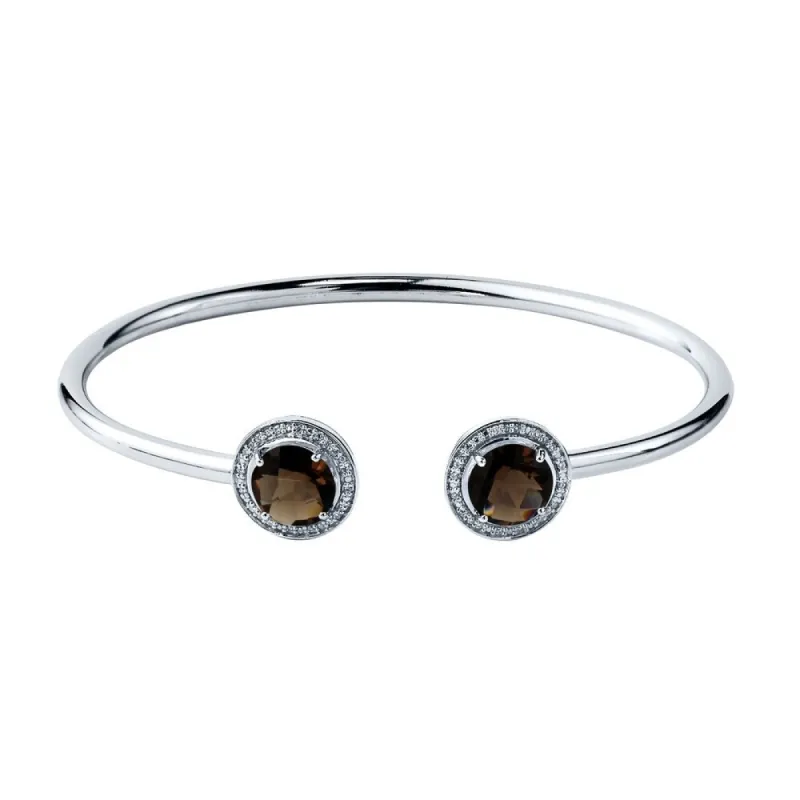 Auriya 3 1/4ct Smoky Quartz Gold over Silver Bangle Bracelet with Diamond Accents sold by Zulily