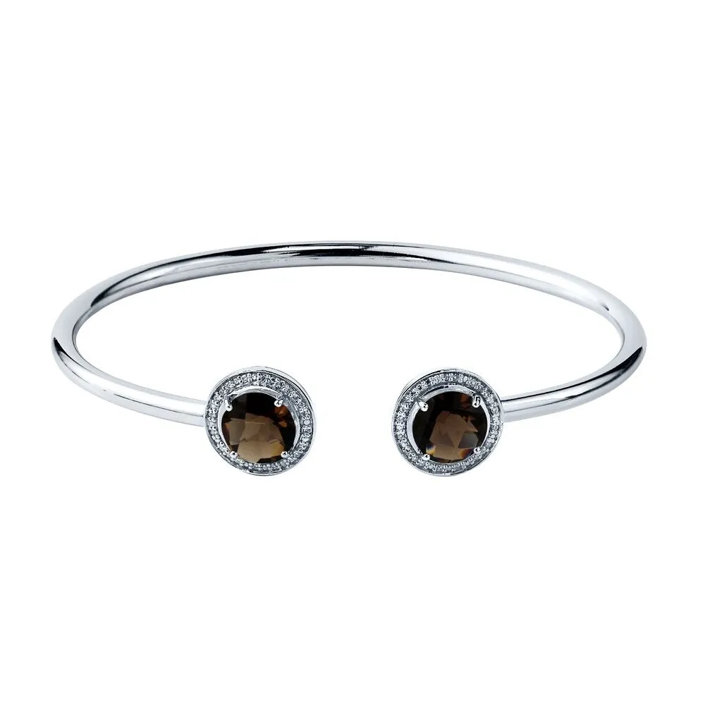 Auriya 3 1/4ct Smoky Quartz Gold over Silver Bangle Bracelet with Diamond Accents sold by Zulily