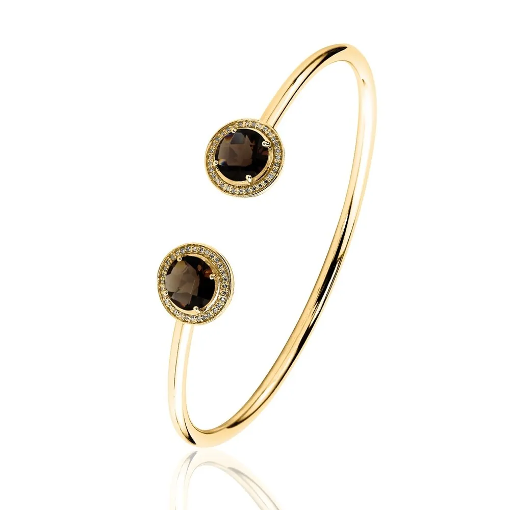 Auriya 3 1/4ct Smoky Quartz Gold over Silver Bangle Bracelet with Diamond Accents sold by Zulily product image thumbnail 5