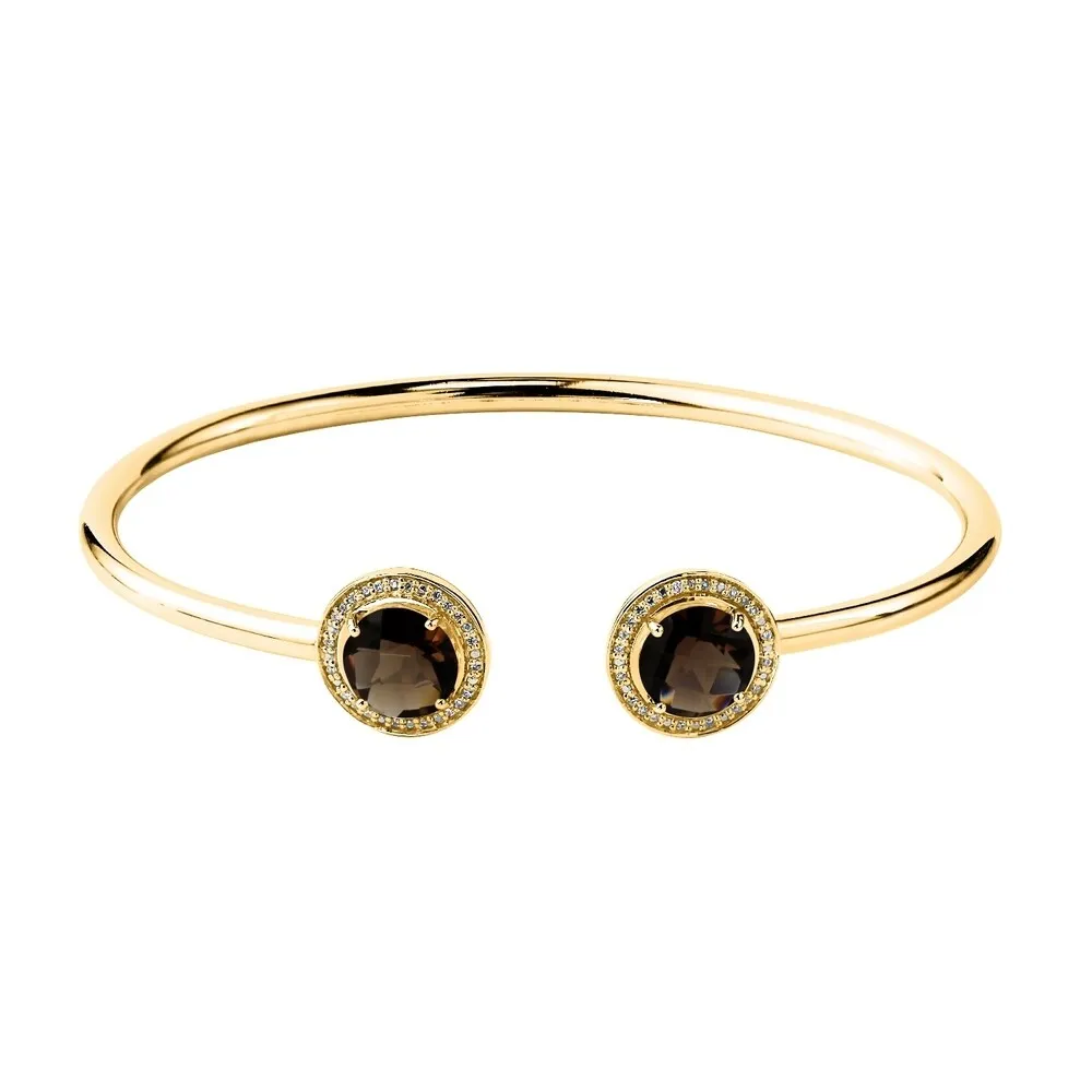 Auriya 3 1/4ct Smoky Quartz Gold over Silver Bangle Bracelet with Diamond Accents sold by Zulily product image thumbnail 2