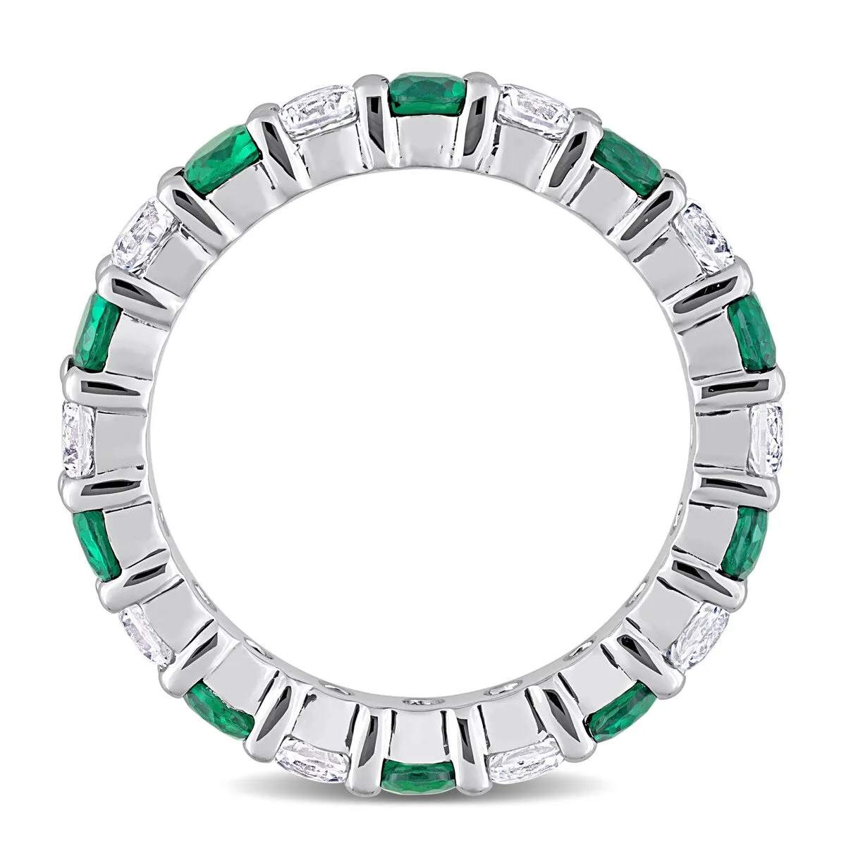 Miadora Created Emerald and Created White Sapphire Stackable Full-Eternity Band Ring in Sterling Silver sold by Zulily product image thumbnail 5