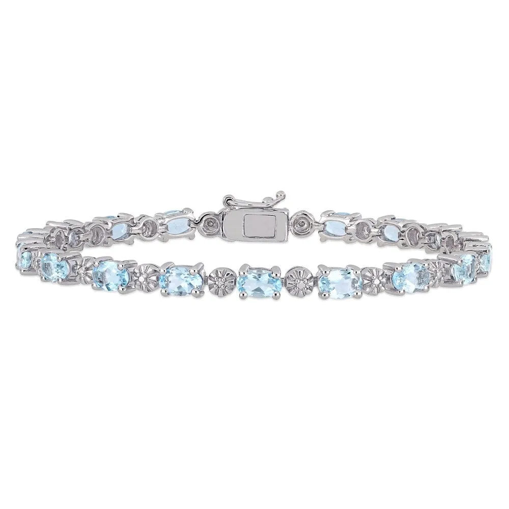 Miadora Sterling Silver Aquamarine and Diamond Accent Tennis Bracelet sold by Zulily