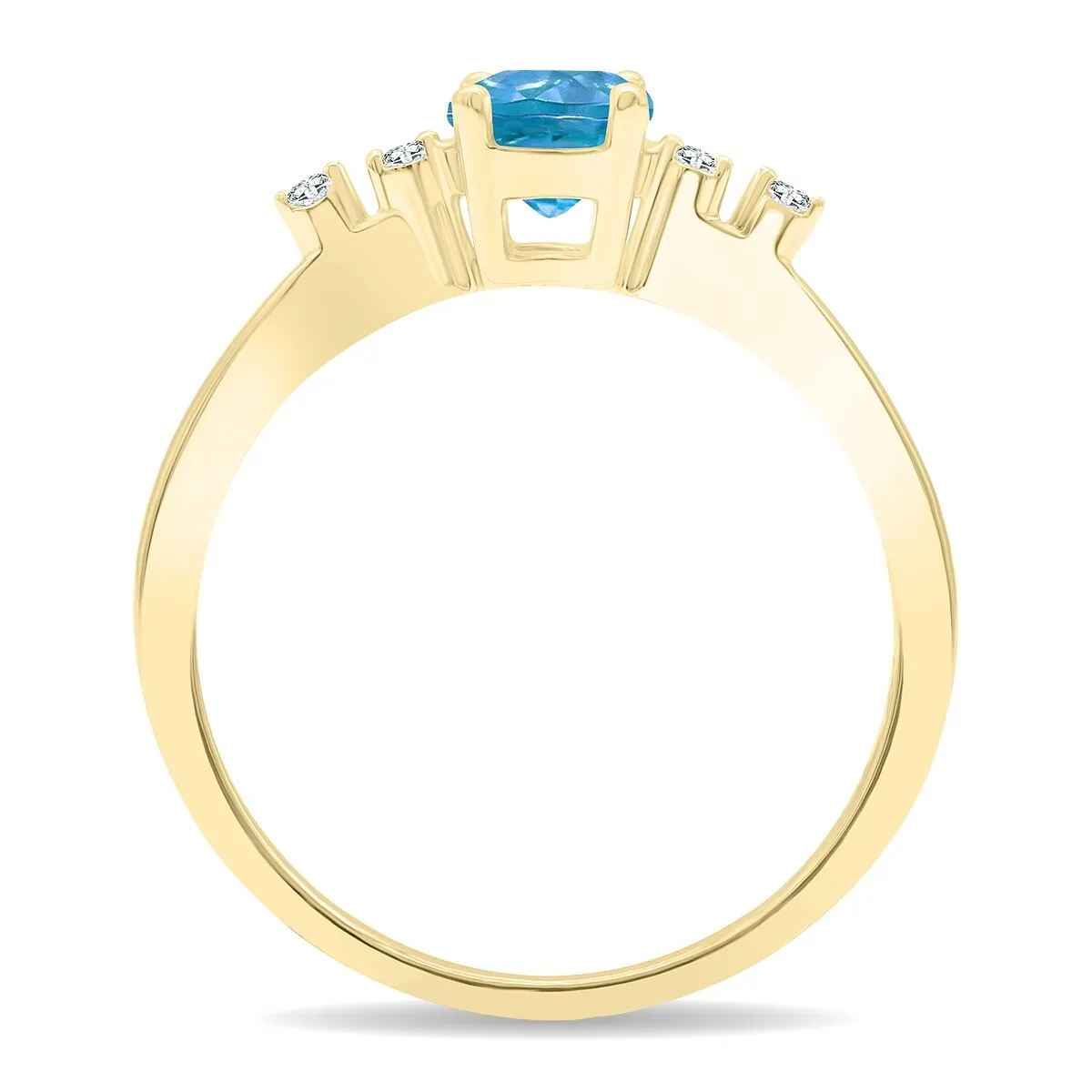 Women's Round Shaped Blue Topaz and Diamond Sparkle Ring in 10K Yellow Gold sold by Zulily product image thumbnail 3