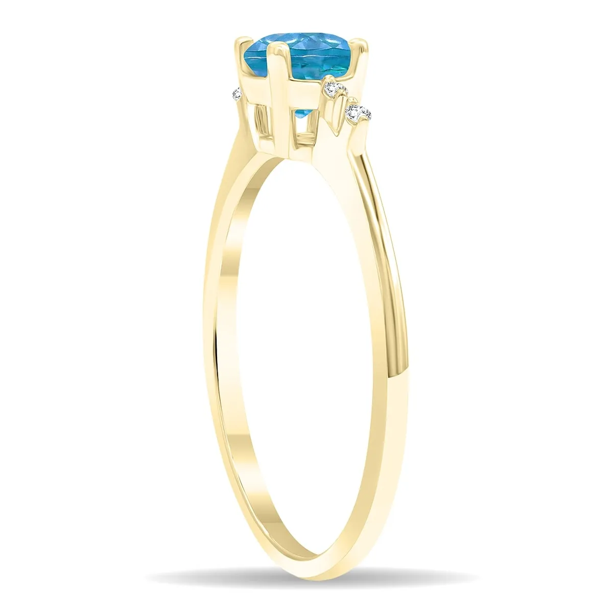 Women's Round Shaped Blue Topaz and Diamond Sparkle Ring in 10K Yellow Gold sold by Zulily product image thumbnail 2