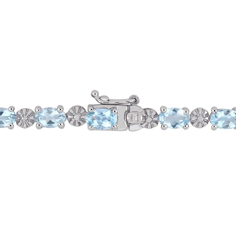 Miadora Sterling Silver Aquamarine and Diamond Accent Tennis Bracelet sold by Zulily product image thumbnail 2