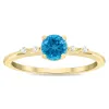 Women's Round Shaped Blue Topaz and Diamond Sparkle Ring in 10K Yellow Gold sold by Zulily