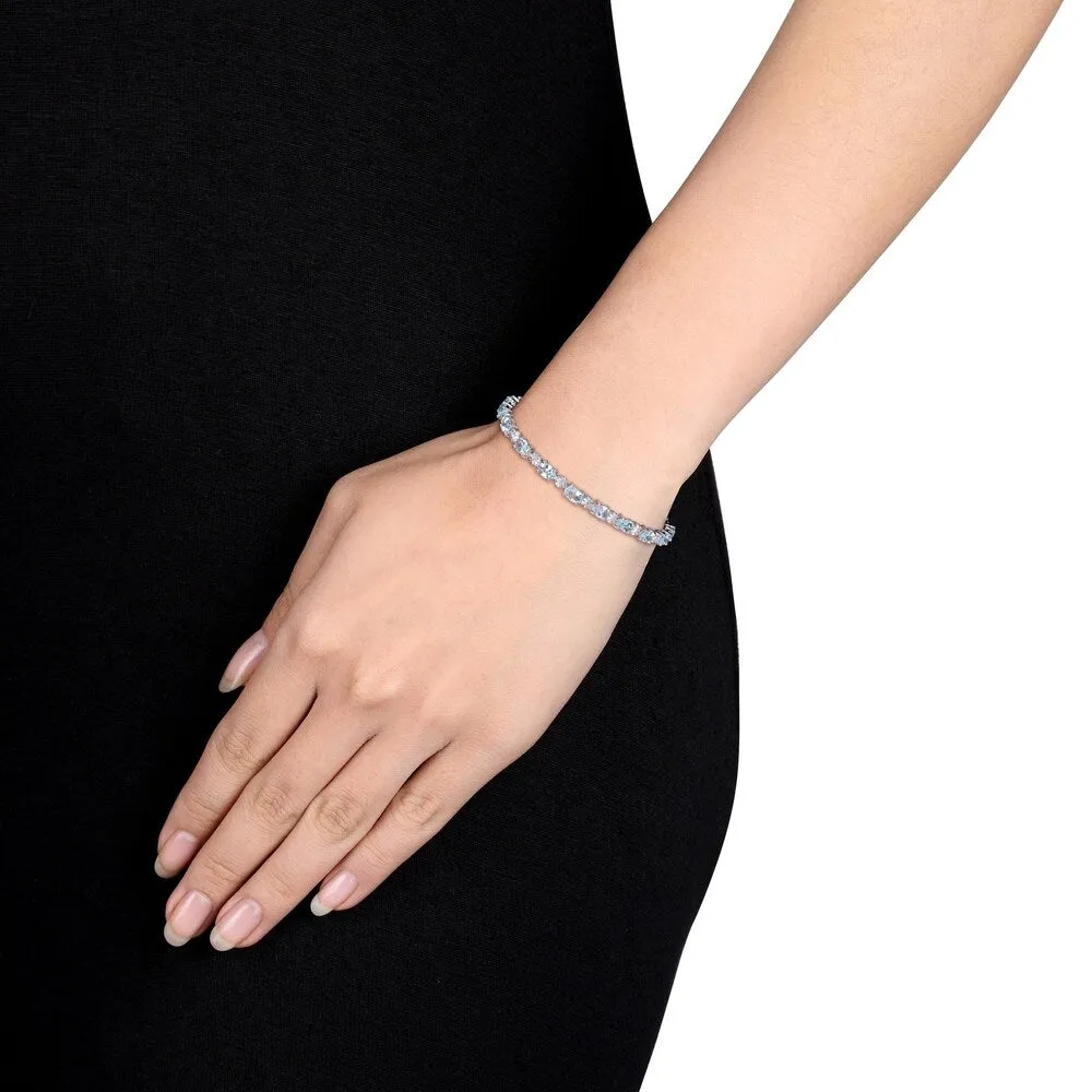 Miadora Sterling Silver Aquamarine and Diamond Accent Tennis Bracelet sold by Zulily product image thumbnail 4
