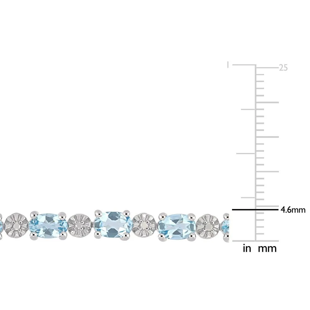 Miadora Sterling Silver Aquamarine and Diamond Accent Tennis Bracelet sold by Zulily product image thumbnail 3