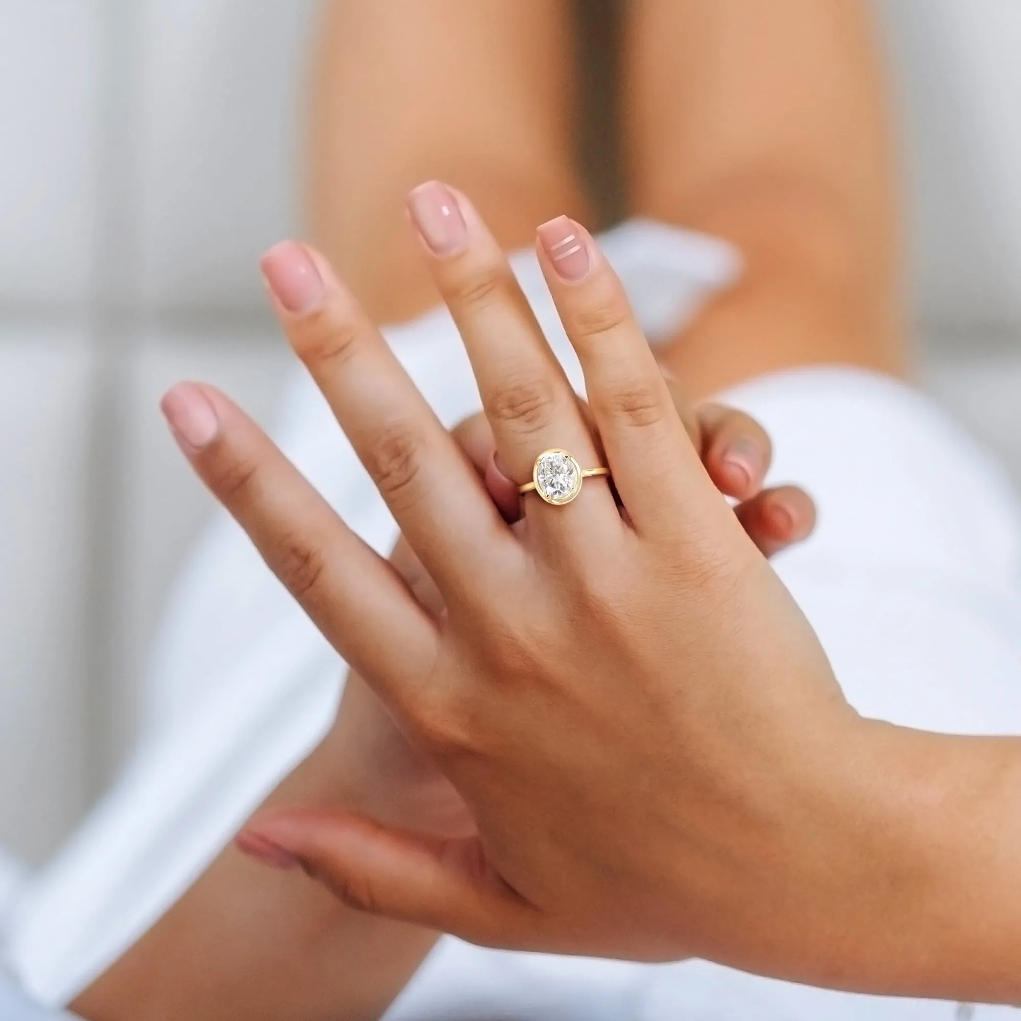 Miadora 2ct DEW Oval Shape Created Moissanite Engagement Ring in 10k Yellow Gold sold by Zulily product image thumbnail 5