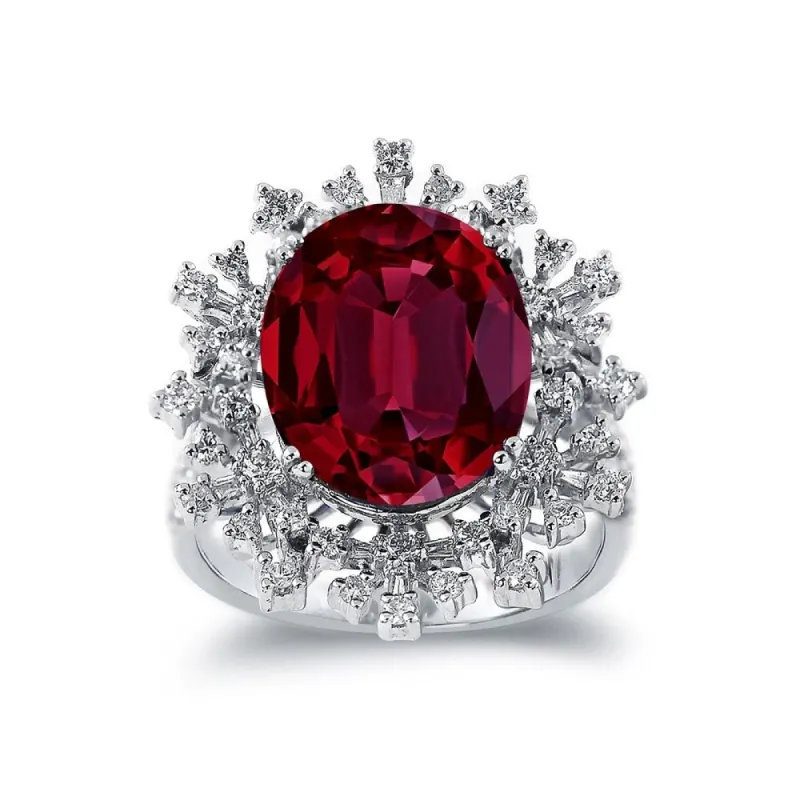 Auriya 9 1/4ct Oval-cut Red Ruby Halo Diamond Ring 9/10ctw 18K Gold sold by Zulily