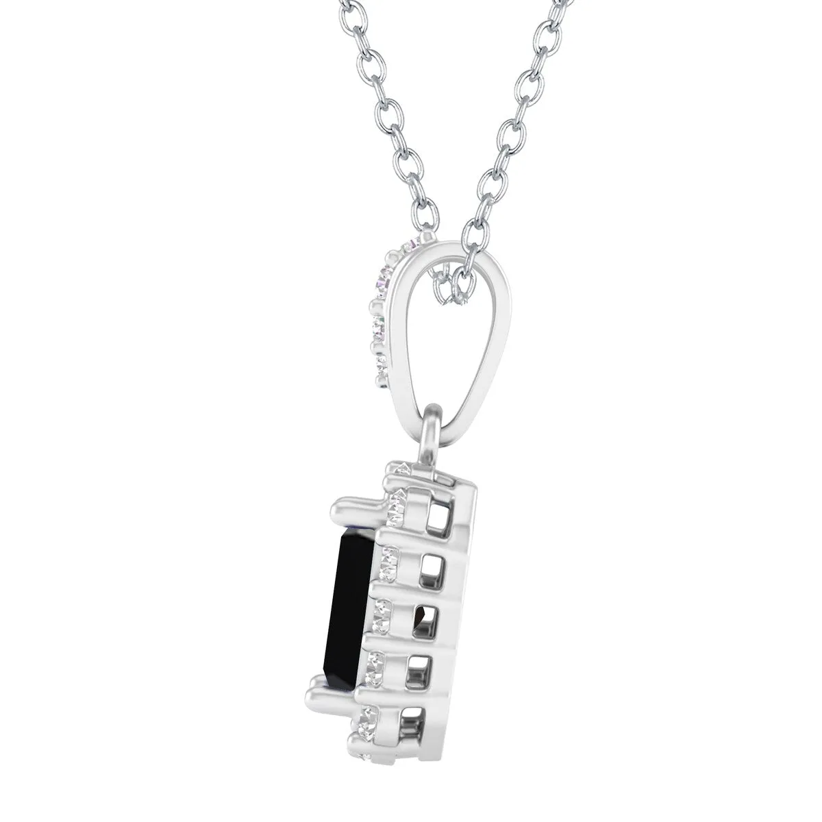 Sterling Silver with Black Spinel & White Topaz Halo Pendant -18"Chain sold by Zulily product image thumbnail 3