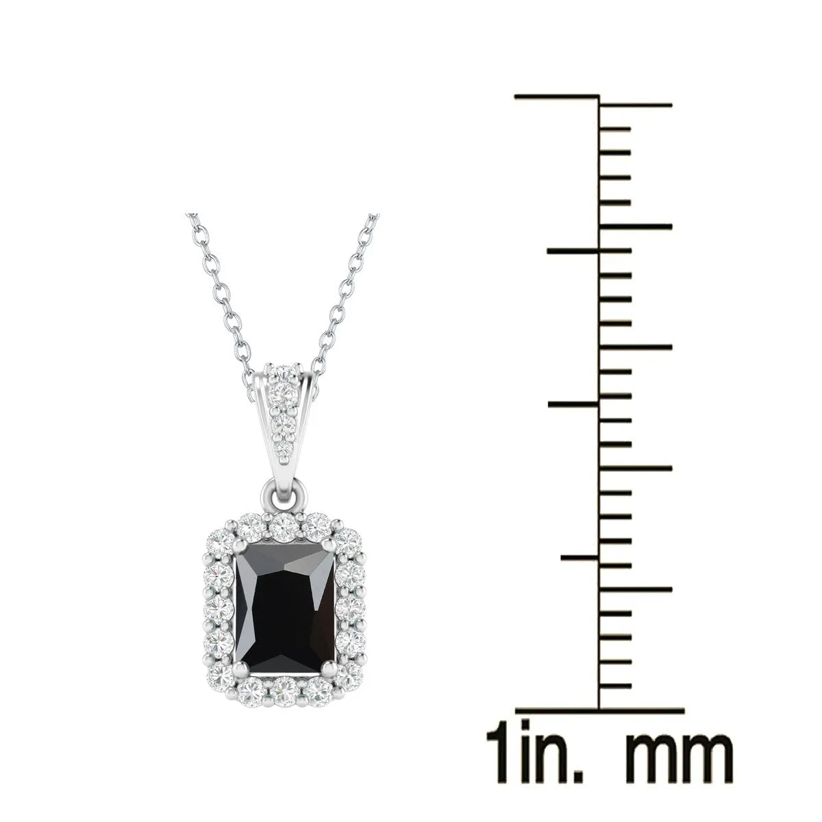 Sterling Silver with Black Spinel & White Topaz Halo Pendant -18"Chain sold by Zulily product image thumbnail 4