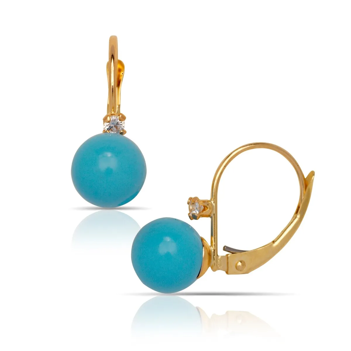 Curata 14K Yellow Created 7mm Gemstone Cubic Zirconia Stationary Leverback Earrings sold by Zulily product image thumbnail 4