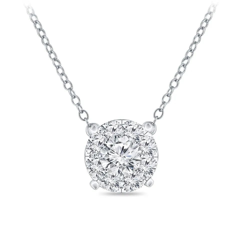 14k Gold 1/2CTW Round Halo Style Pave Diamond Necklace by Auriya (H-I, I1-I2) sold by Zulily