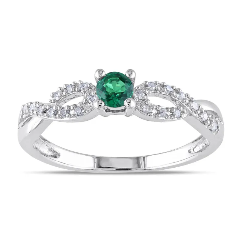 Miadora Silver Created Gemstone and 1/10ct TDW Diamond Ring (H-I, I2-I3) sold by Zulily