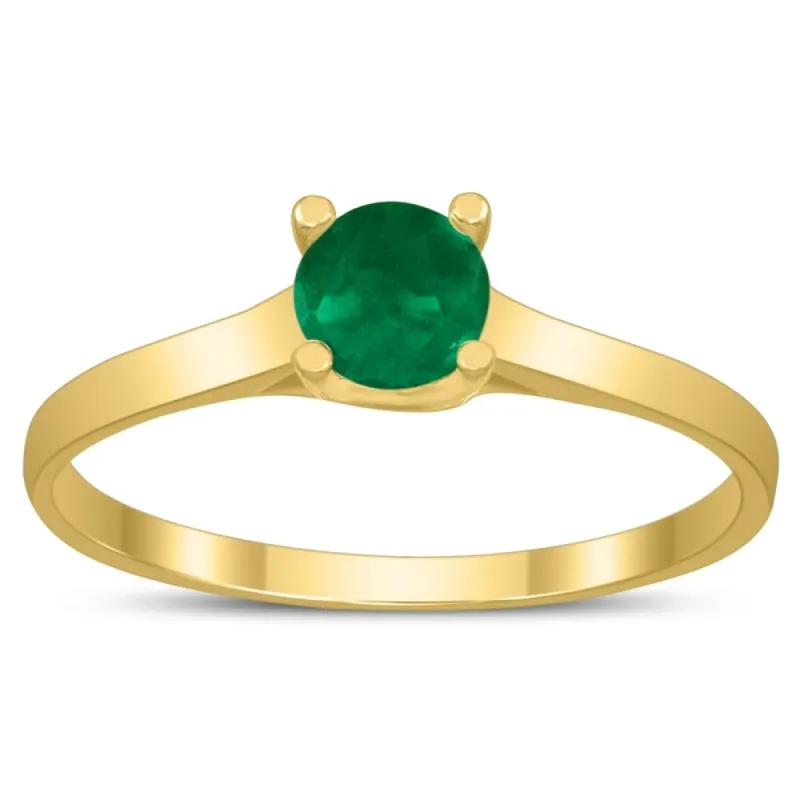 Round 4MM Emerald Cathedral Solitaire Ring in 10K Yellow Gold sold by Zulily
