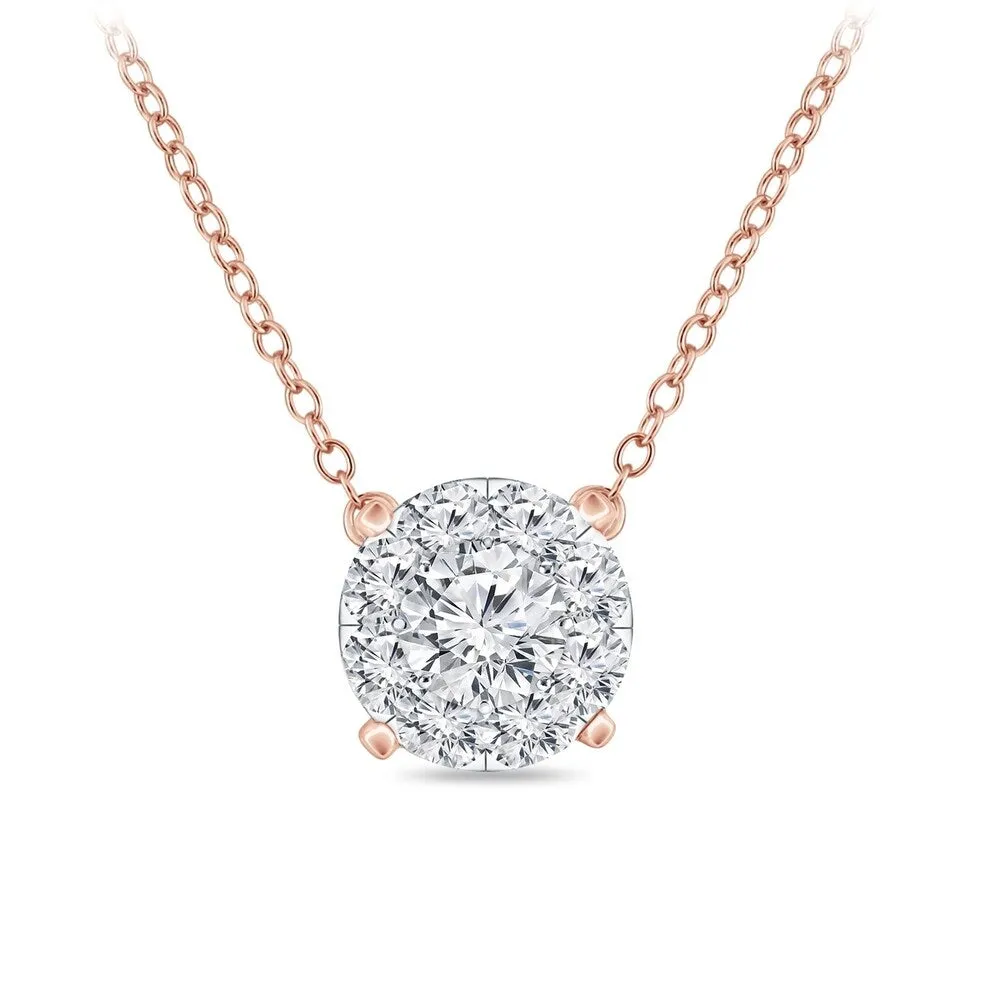 14k Gold 1/2CTW Round Halo Style Pave Diamond Necklace by Auriya (H-I, I1-I2) sold by Zulily product image thumbnail 3