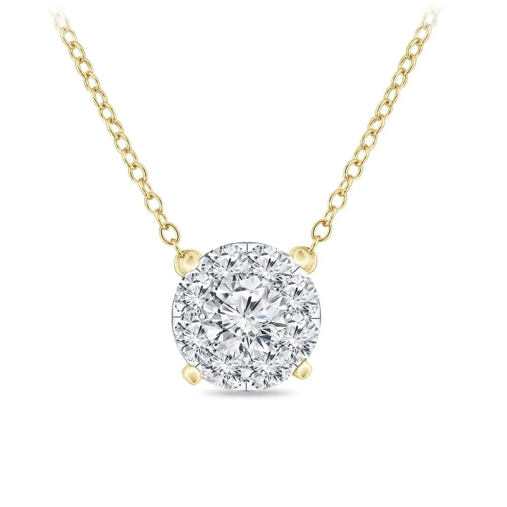 14k Gold 1/2CTW Round Halo Style Pave Diamond Necklace by Auriya (H-I, I1-I2) sold by Zulily product image thumbnail 2