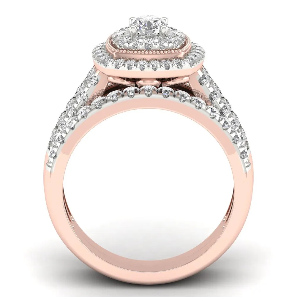 De Couer 14k Rose Gold 1ct TDW Diamond Cluster Halo Bridal Set sold by Zulily product image thumbnail 3