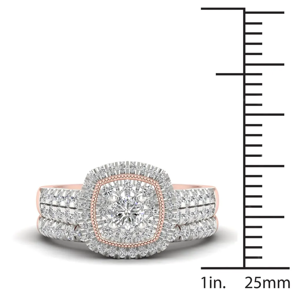 De Couer 14k Rose Gold 1ct TDW Diamond Cluster Halo Bridal Set sold by Zulily product image thumbnail 4