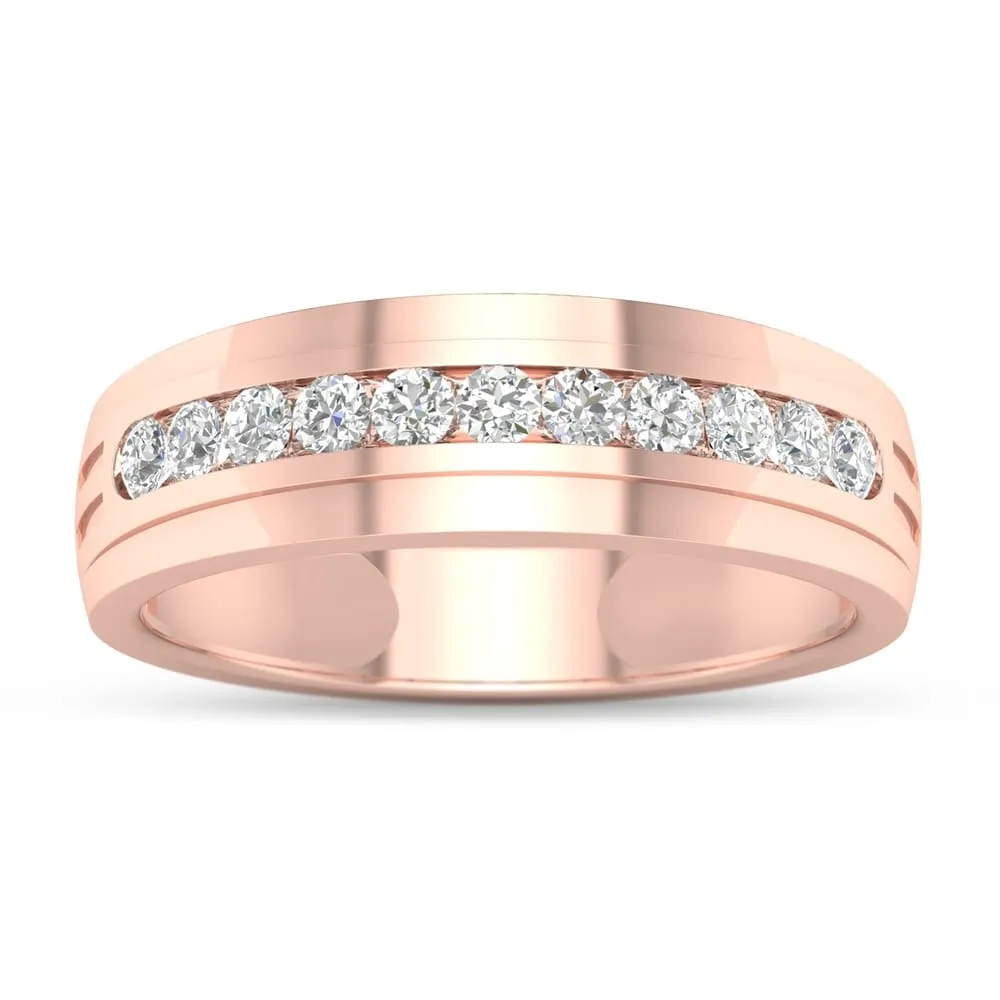 De Couer IGI Certified 10k Rose Gold 1/2ct TDW Diamond Men's Wedding Band - Pink sold by Zulily product image thumbnail 2