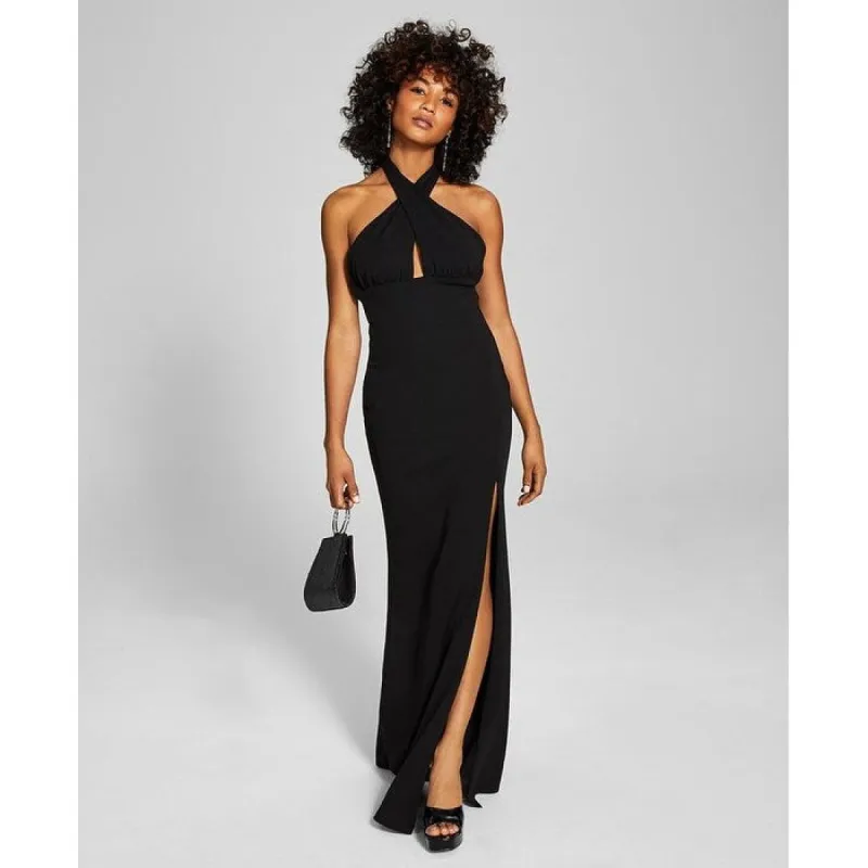 Speechless Junior's Crisscross Halter Dress Black Size 13 sold by Zulily