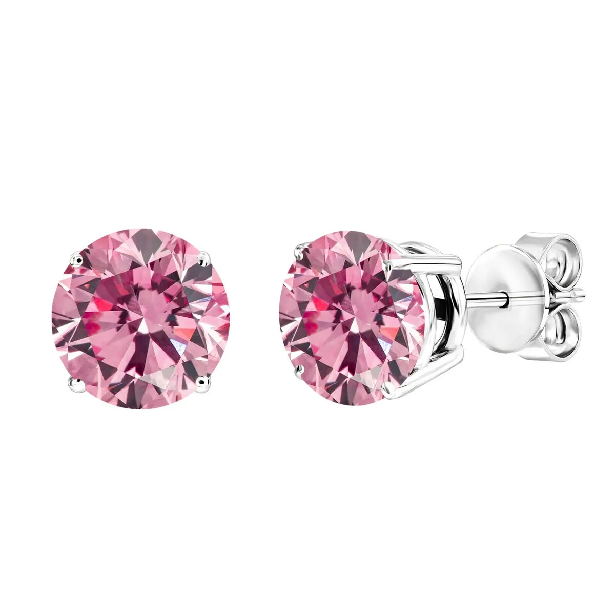 Sterling Silver with Pink Moissanite Stud Earring sold by Zulily product image thumbnail 2