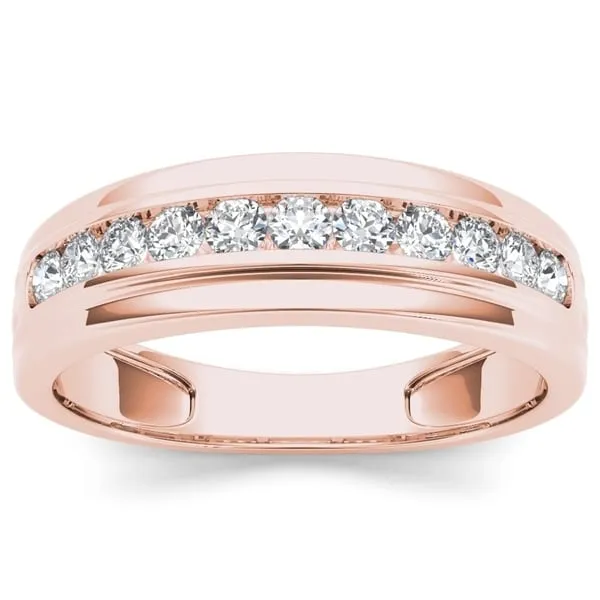 De Couer IGI Certified 10k Rose Gold 1/2ct TDW Diamond Men's Wedding Band - Pink sold by Zulily product image thumbnail 3