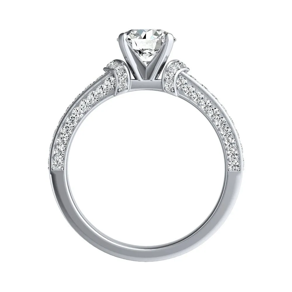 Auriya Round 2ct Moissanite and 3/8ct TDW Diamond Engagement Ring 14K Gold sold by Zulily product image thumbnail 4