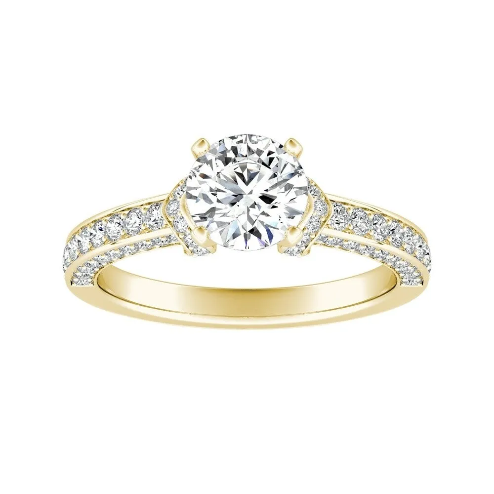 Auriya Round 2ct Moissanite and 3/8ct TDW Diamond Engagement Ring 14K Gold sold by Zulily product image thumbnail 2