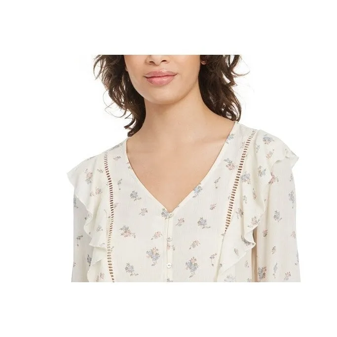 Planet Gold Juniors' Floral Ruffle Top White Size Medium sold by Zulily product image thumbnail 2