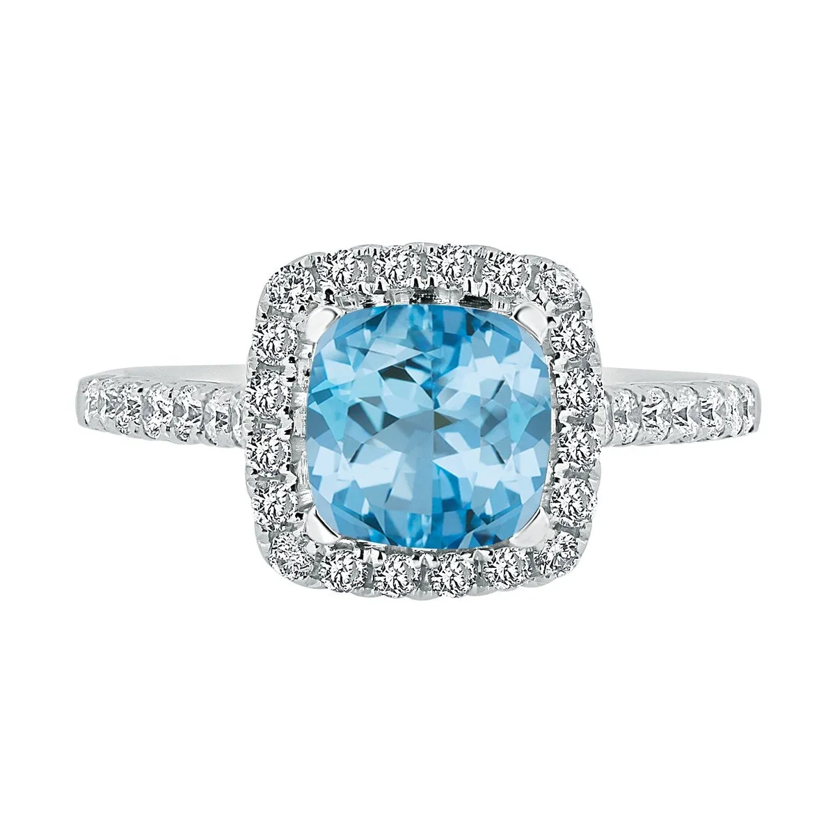 Auriya 1 1/4ct Cushion-cut Sky Blue Topaz and Halo Diamond Engagement Ring 1/2cttw 14k Gold sold by Zulily product image thumbnail 2
