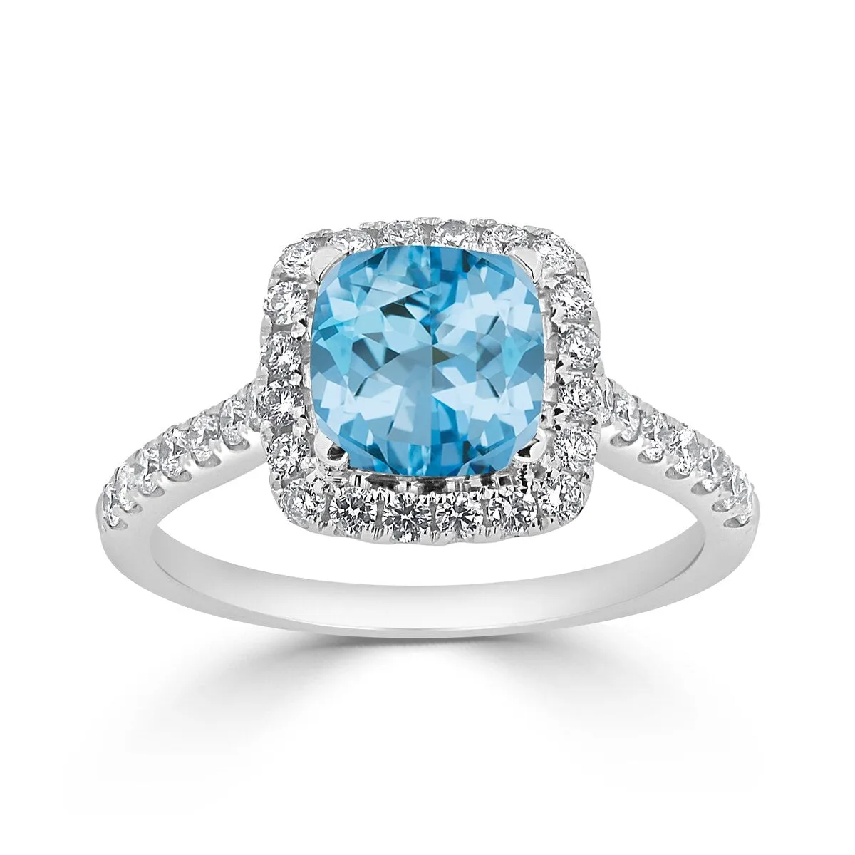 Auriya 1 1/4ct Cushion-cut Sky Blue Topaz and Halo Diamond Engagement Ring 1/2cttw 14k Gold sold by Zulily product image thumbnail 3