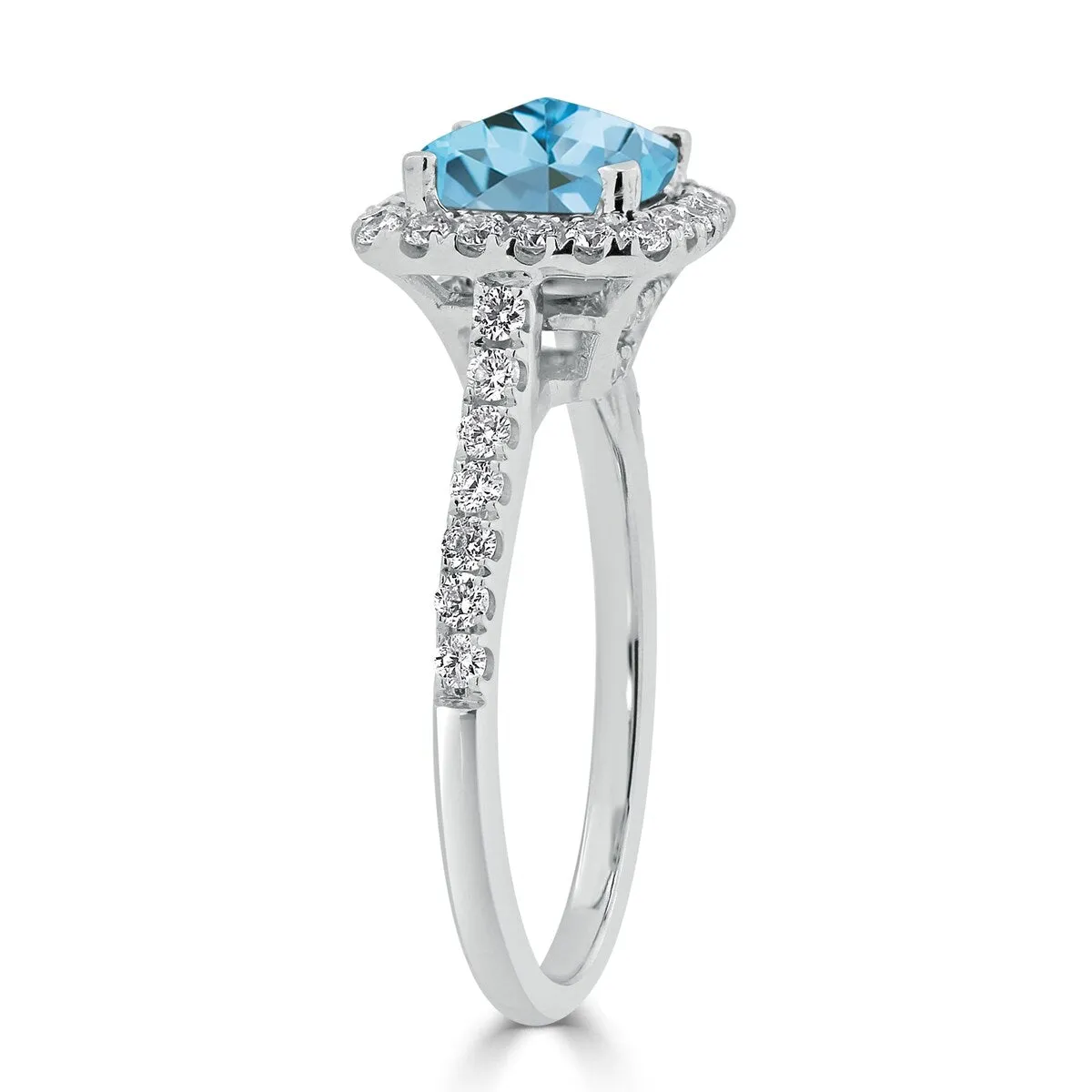 Auriya 1 1/4ct Cushion-cut Sky Blue Topaz and Halo Diamond Engagement Ring 1/2cttw 14k Gold sold by Zulily product image thumbnail 4