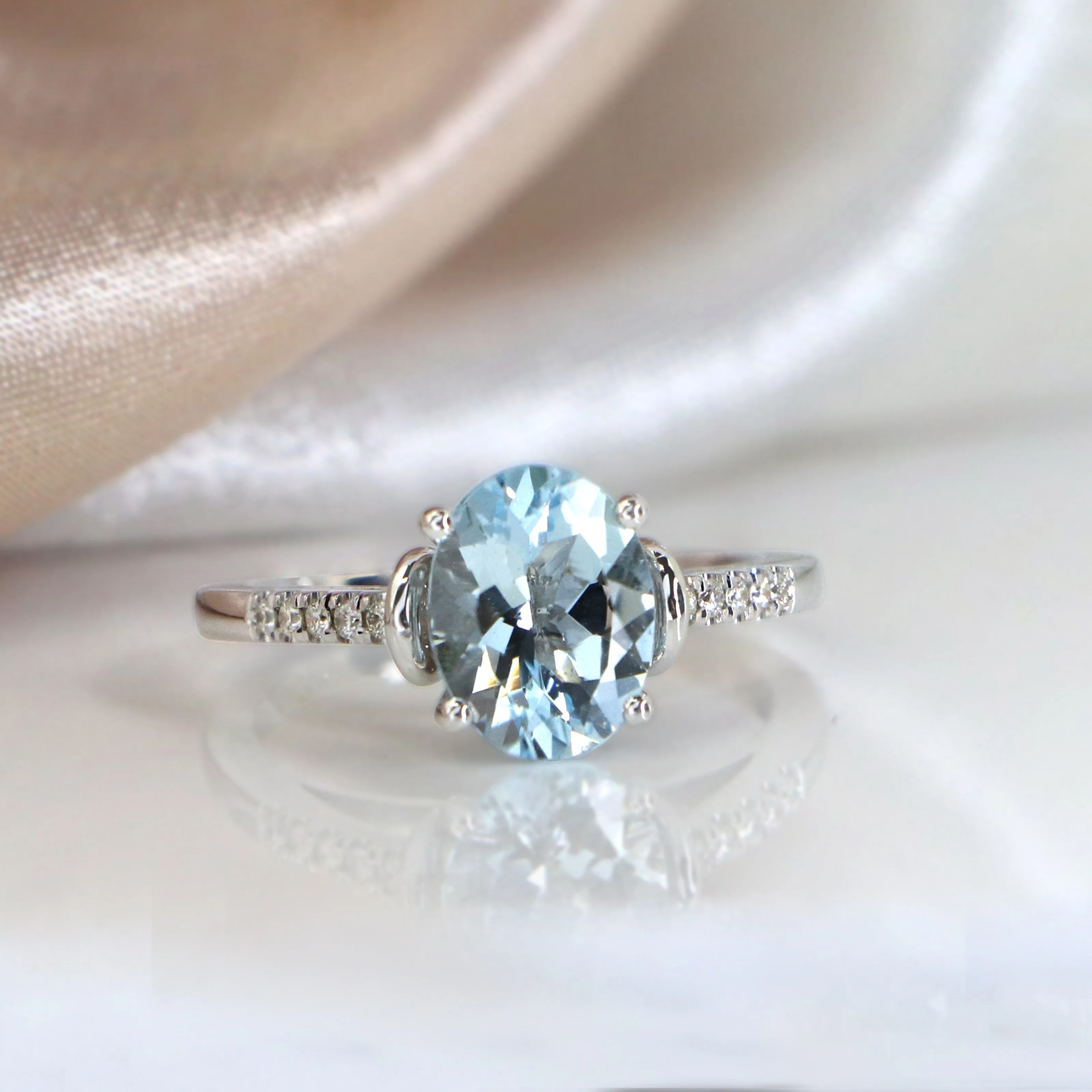 Auriya 1 1/5ct Fancy Oval Aquamarine and Diamond Engagement Ring 1/6ctw 14k Gold sold by Zulily