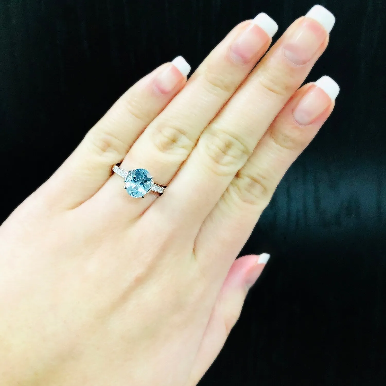 Auriya 1 1/5ct Fancy Oval Aquamarine and Diamond Engagement Ring 1/6ctw 14k Gold sold by Zulily product image thumbnail 4