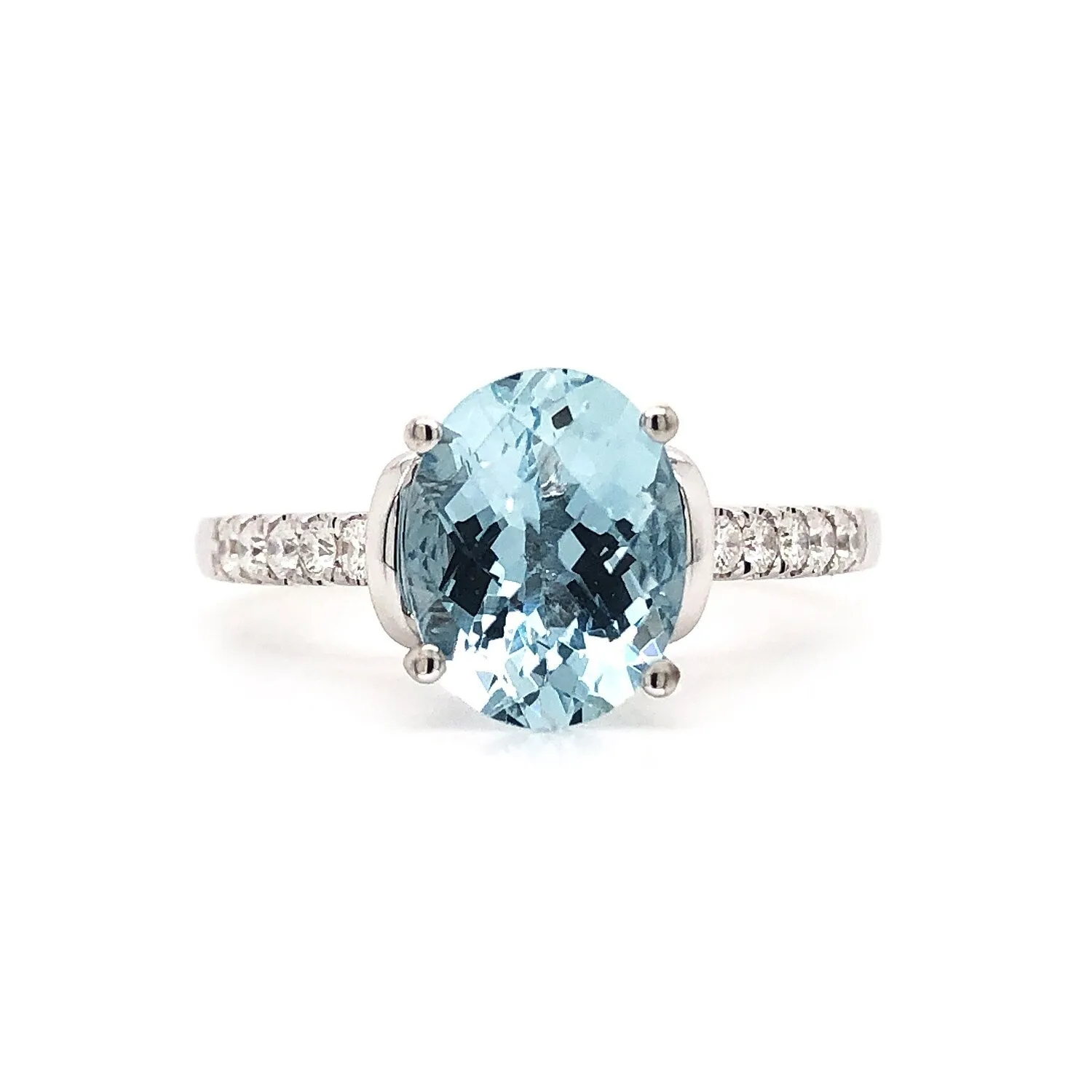 Auriya 1 1/5ct Fancy Oval Aquamarine and Diamond Engagement Ring 1/6ctw 14k Gold sold by Zulily product image thumbnail 3