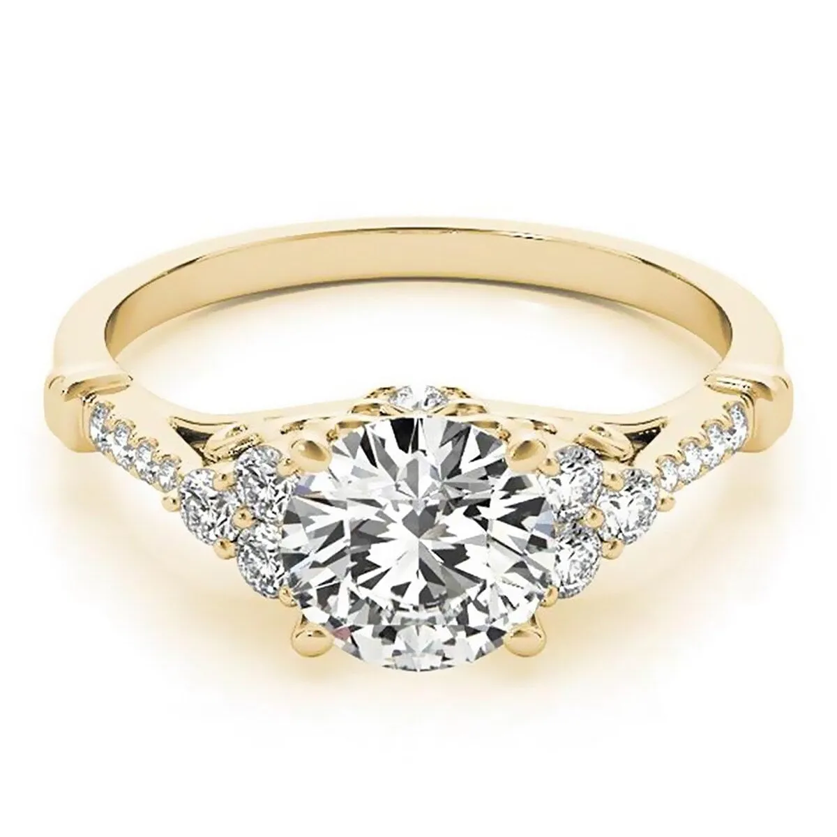 Auriya 14k Gold Vintage 1/2ct Round Moissanite and 1/5ctw Diamond Engagement Ring sold by Zulily product image thumbnail 3
