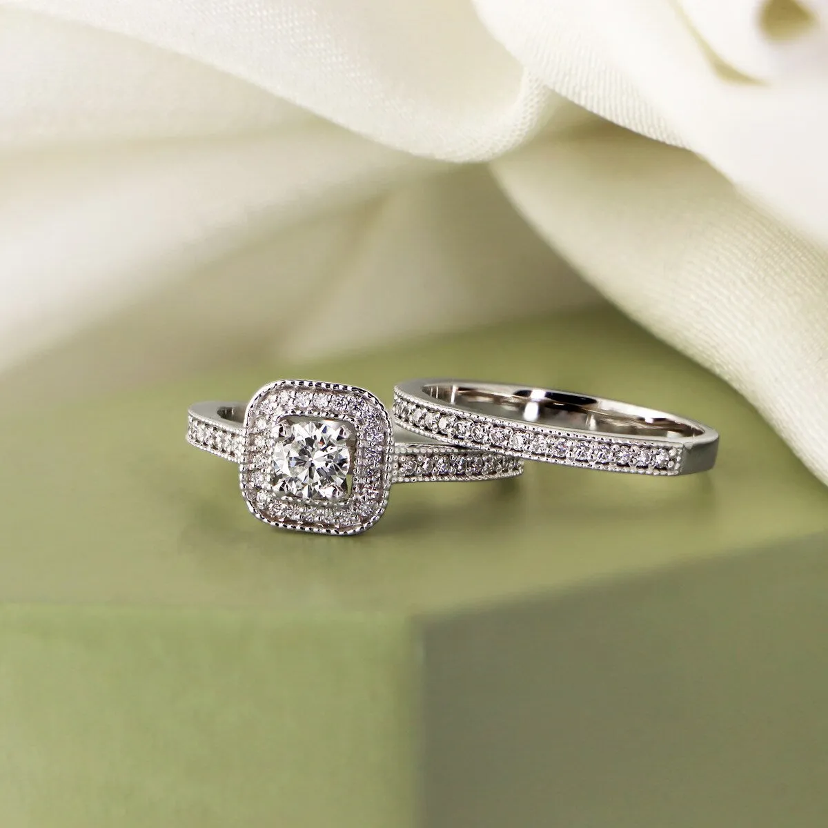 Auriya 14k Gold 1ctw Vintage Halo Diamond Engagement Ring Set sold by Zulily