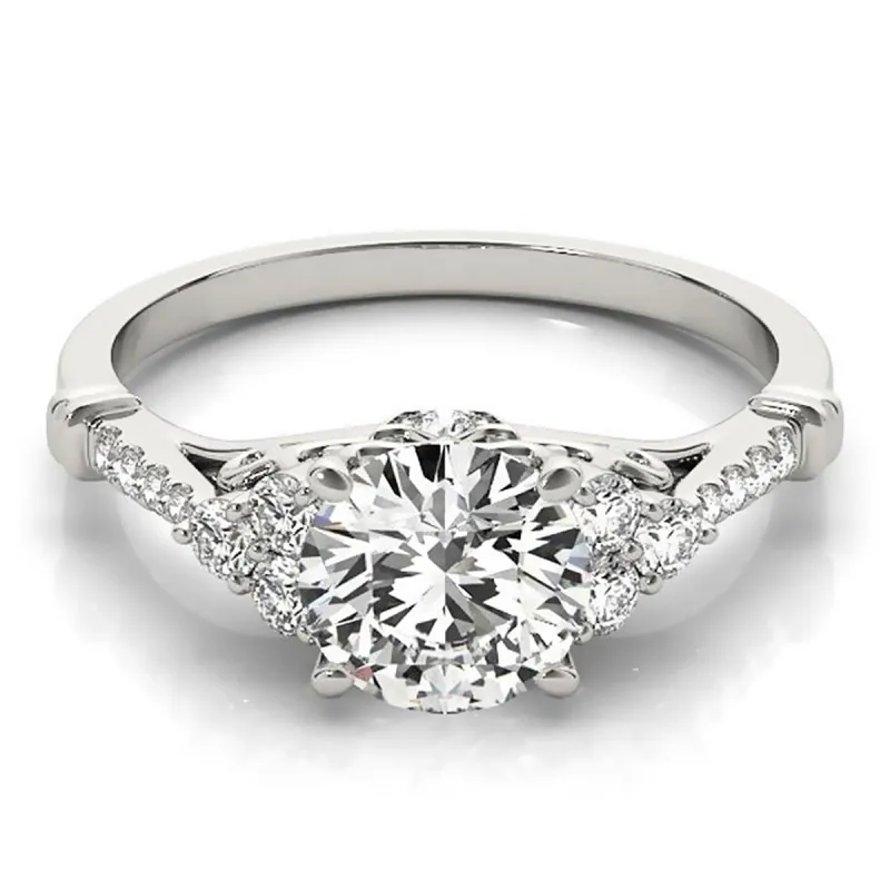 Auriya 14k Gold Vintage 1/2ct Round Moissanite and 1/5ctw Diamond Engagement Ring sold by Zulily