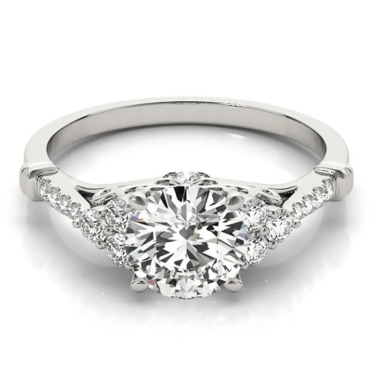 Auriya 14k Gold Vintage 1/2ct Round Moissanite and 1/5ctw Diamond Engagement Ring sold by Zulily