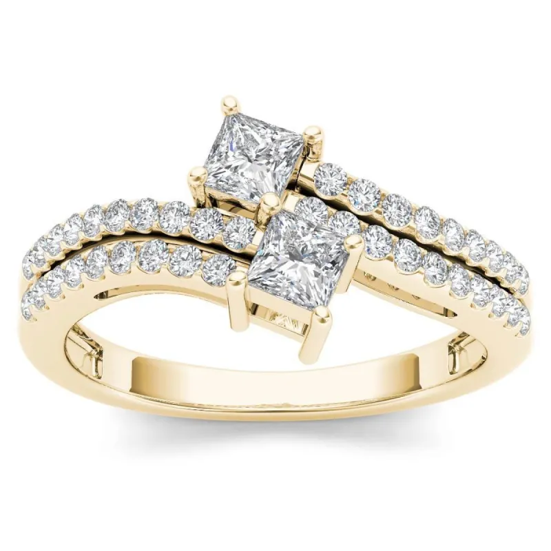 De Couer 14k Yellow Gold 3/4ct TDW Two-Stone Diamond Engagement Ring sold by Zulily