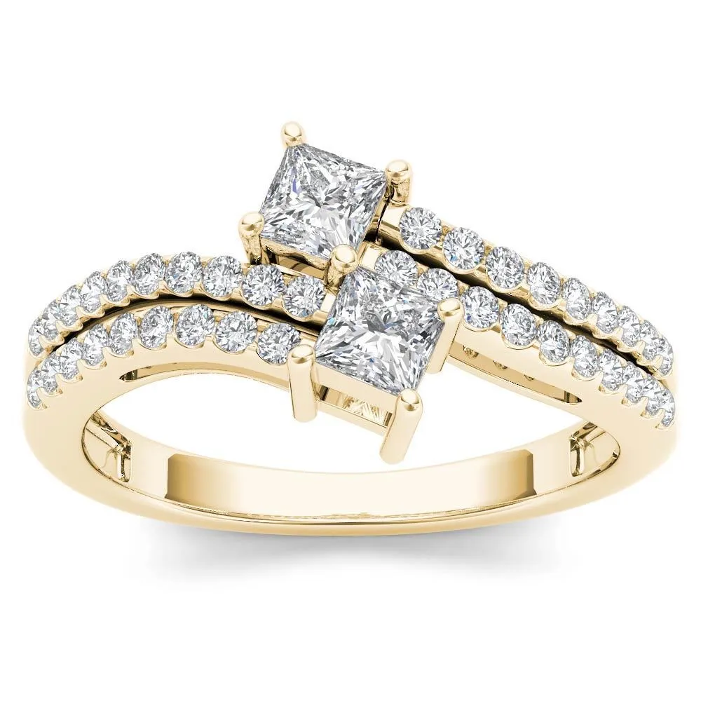 De Couer 14k Yellow Gold 3/4ct TDW Two-Stone Diamond Engagement Ring sold by Zulily