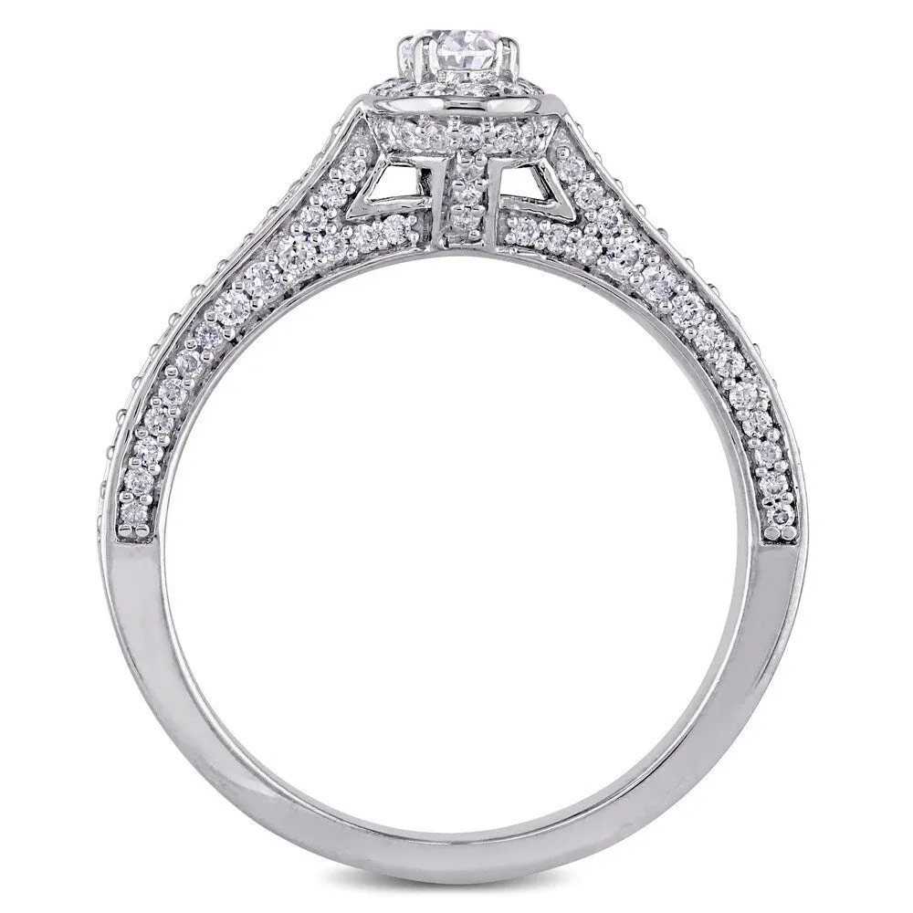 Miadora Signature Collection 14k White Gold 3/4ct TDW Oval and Round-Cut Diamond Halo Engagement Rin sold by Zulily product image thumbnail 3