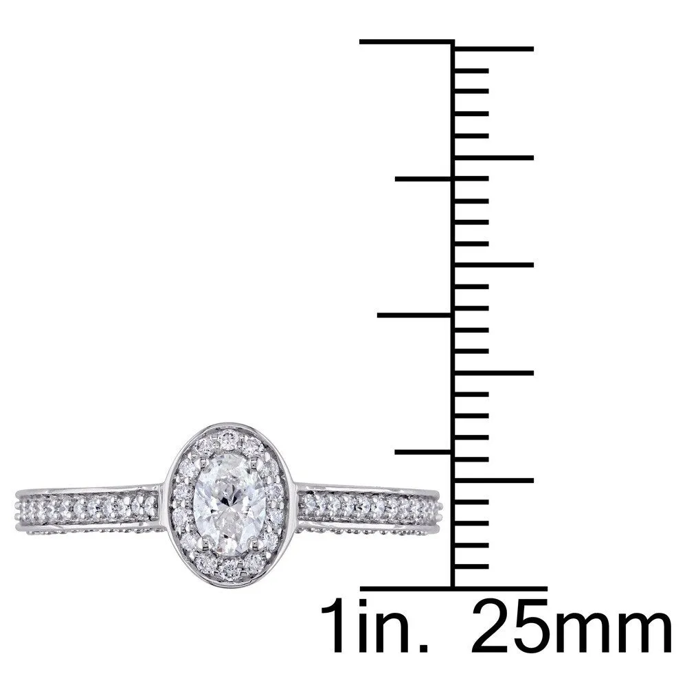 Miadora Signature Collection 14k White Gold 3/4ct TDW Oval and Round-Cut Diamond Halo Engagement Rin sold by Zulily product image thumbnail 5