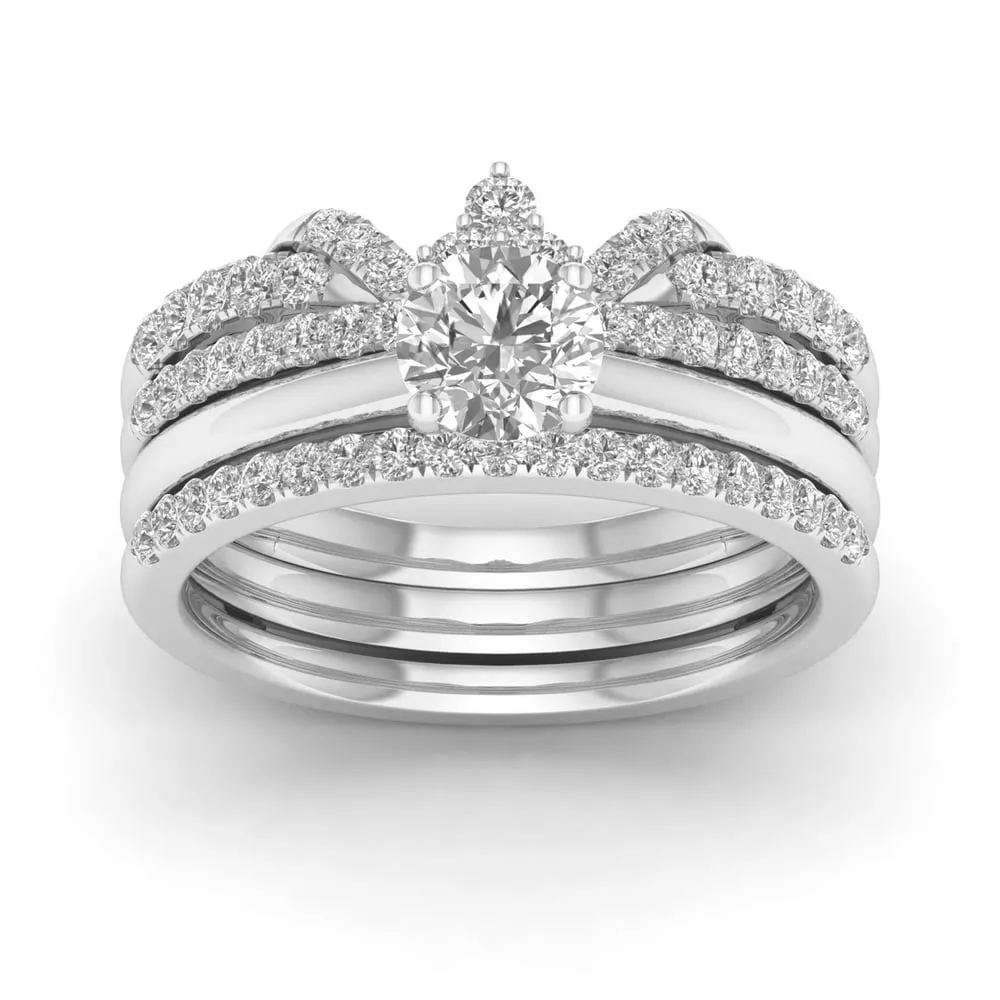 De Couer 14k White Gold 1ct TDW Diamond Crowned Bridal Set sold by Zulily