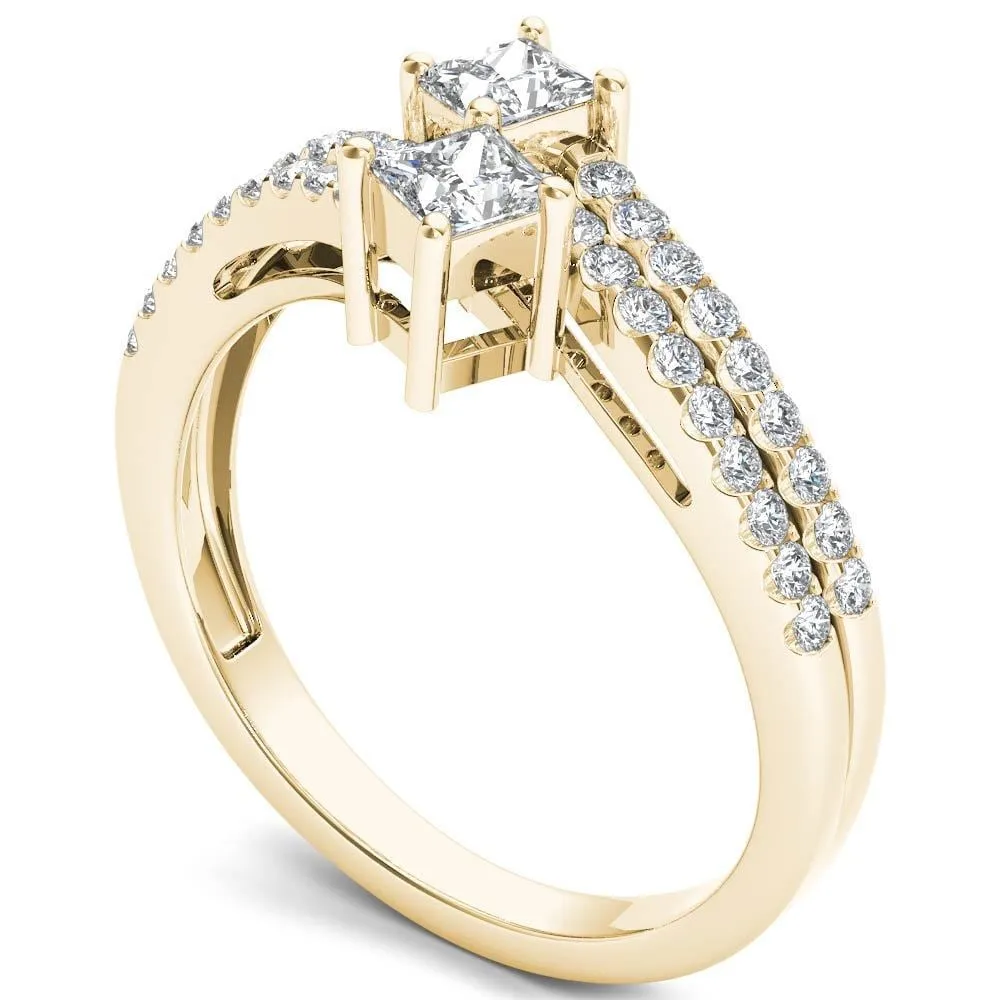 De Couer 14k Yellow Gold 3/4ct TDW Two-Stone Diamond Engagement Ring sold by Zulily product image thumbnail 2
